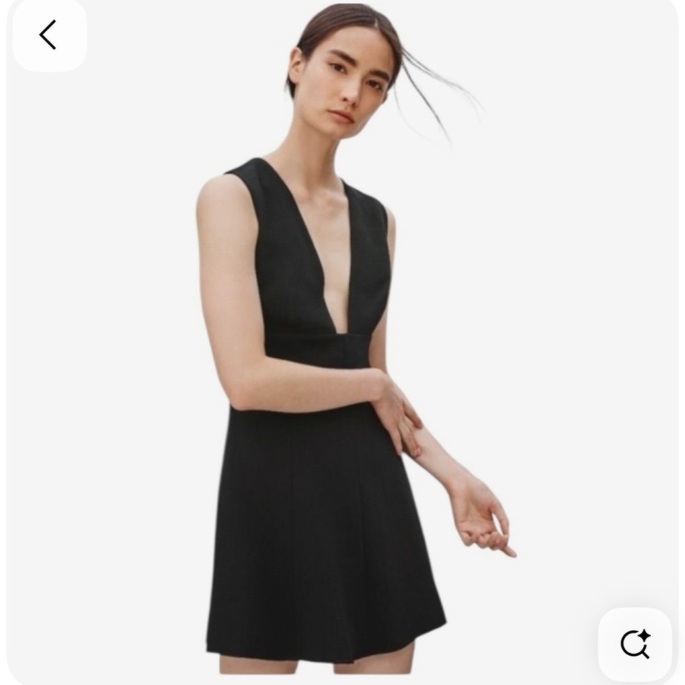 Aritzia Black Deep V-Neck A-Line Mini Dress